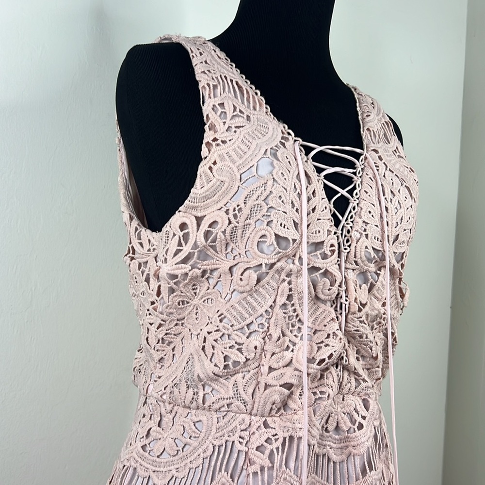 SAYLOR Elana Lace Up Fringe Dress S - Picture 4 of 9